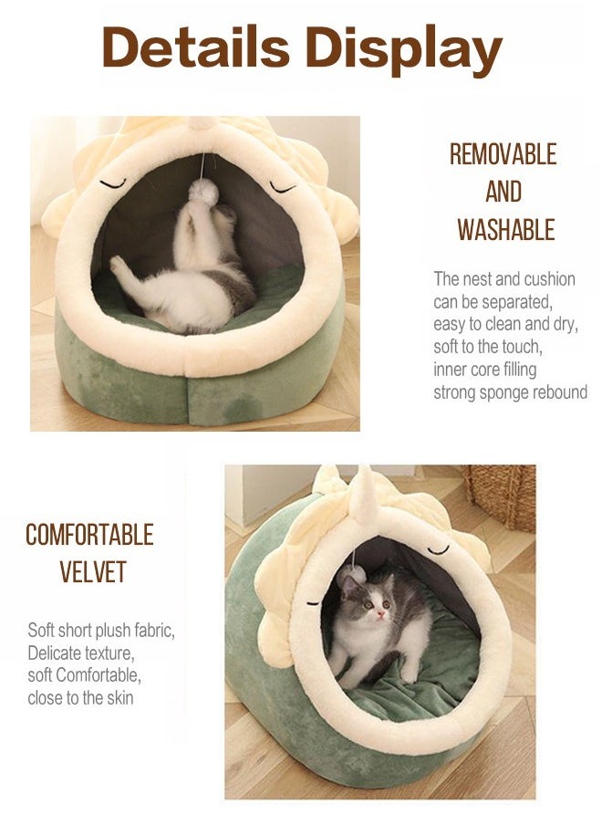 Vividorad Cat Beds for Indoor Cats Semi-Enclosed Cat Cave Bed with a Plush Ball Large Space for Cats to Sleep Soft and Comfortable Covered Cat Bed with a Washable and Detachable Mat  - Image 5