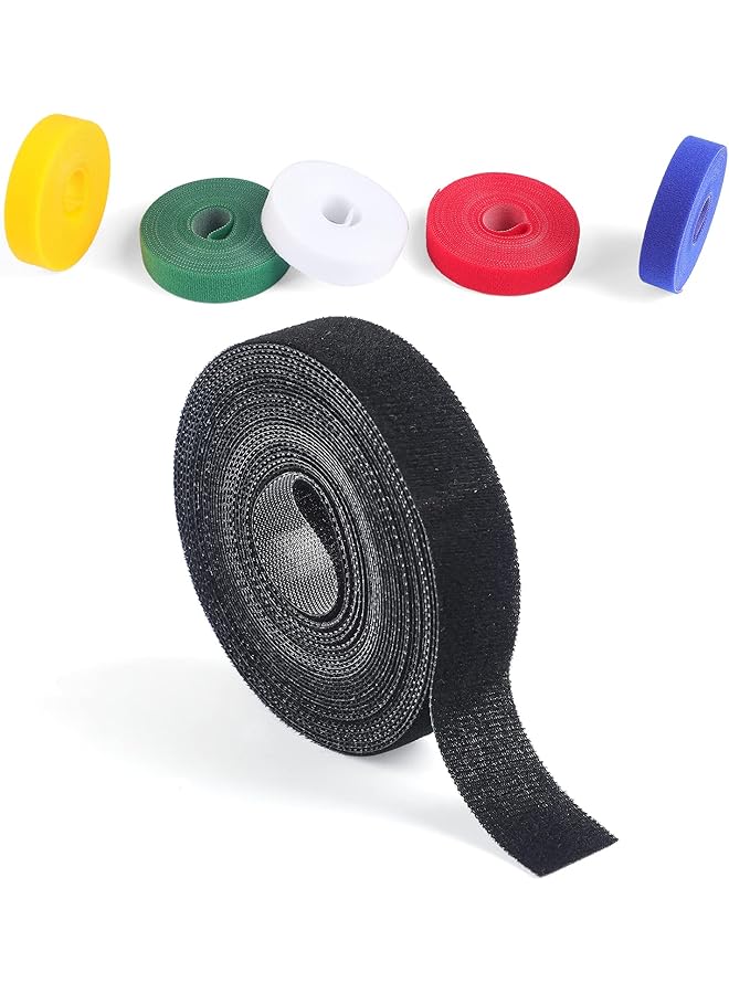 PROMASS promass Cable organizer, fastening tape, reusable fixing tape, nylon double-sided self-adhesive tape, 6 colors, used for wires, cables, plants, flowers. 0.78 * 196in (0.02 * 5M) (black)  - Image 1