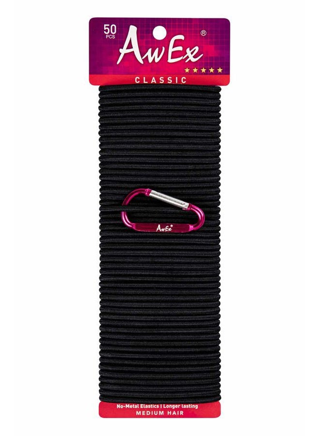 AwEx Strong Black Hair Ties, 4mm Black Hair Elastics, Black Ponytail Holders, No Damage Hair Bands - Pack of 36 ct - Image 1