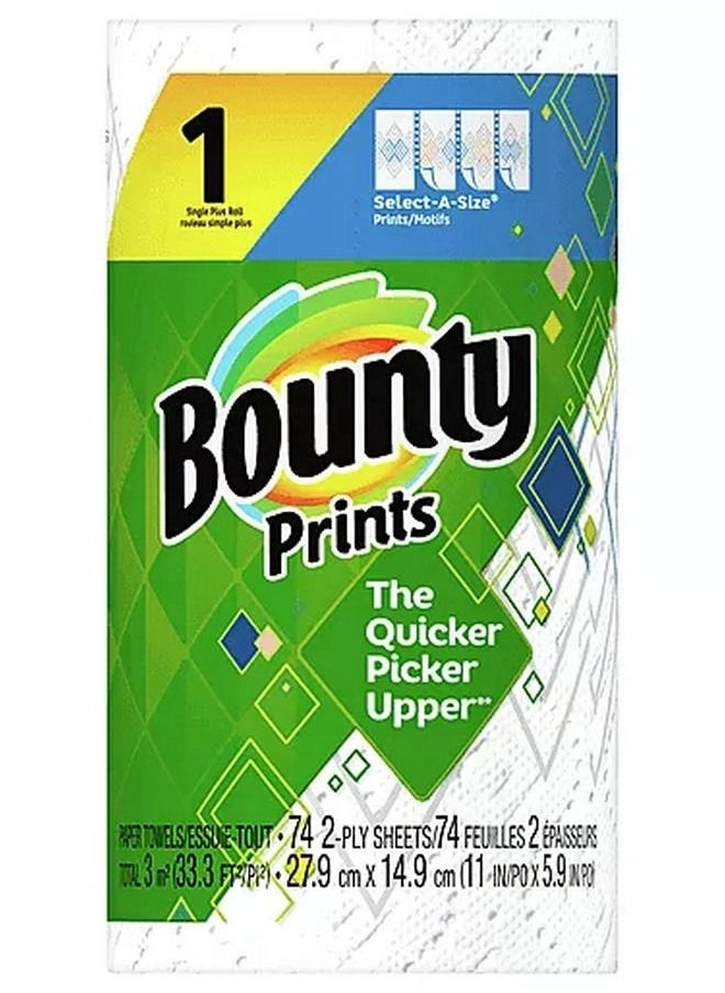 Bounty - Select-A-Size Paper Towels Print 1 Single Plus Roll 1 Count - Image 1