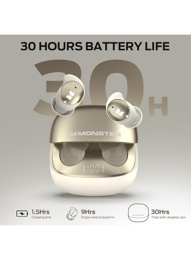 Monster Sleep Ear200, Wireless in-Ear Headphones, Bluetooth 6.0 Sleep Headphones, with ANC Active Noise Cancellation Designed for Side Sleepers, 30 Hours of bass Stereo Sound - White - Image 2