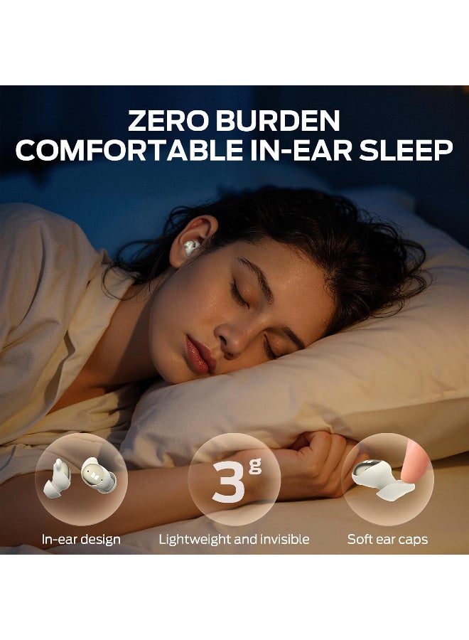 Monster Sleep Ear200, Wireless in-Ear Headphones, Bluetooth 6.0 Sleep Headphones, with ANC Active Noise Cancellation Designed for Side Sleepers, 30 Hours of bass Stereo Sound - White - Image 5