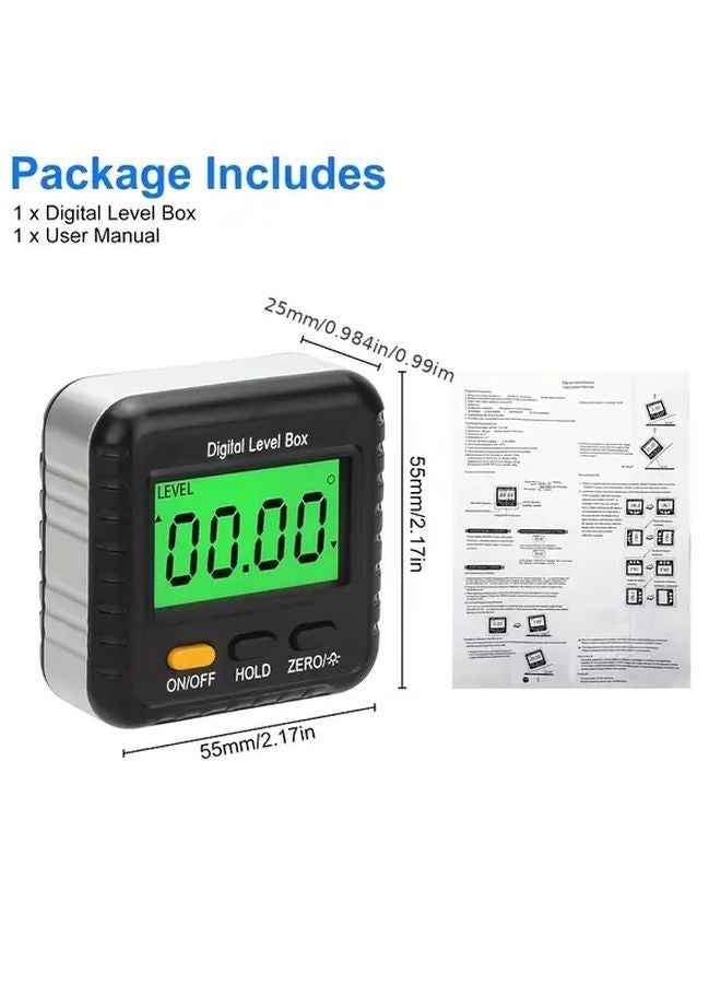Black Digital Level Box With LCD Display Heavy Duty Inclinometer For Surveying DIY - Image 3