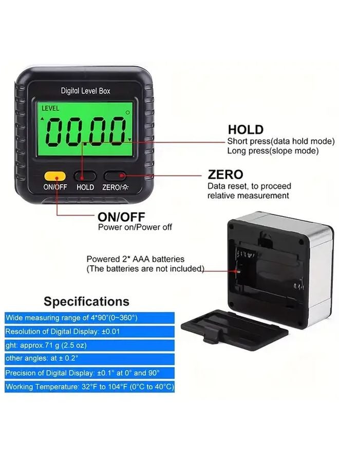 Black Digital Level Box With LCD Display Heavy Duty Inclinometer For Surveying DIY - Image 5