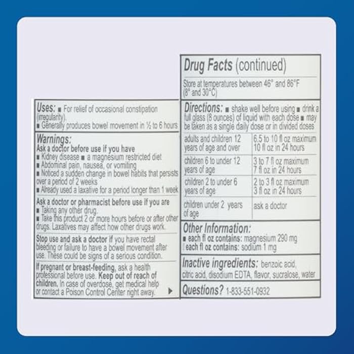 Major Magnesium Citrate Saline Laxative - Helps Relieve Occasional Constipation (Irregularity) - Lemon Flavor - 10 Fl. Oz. (1 Pack) - Image 5