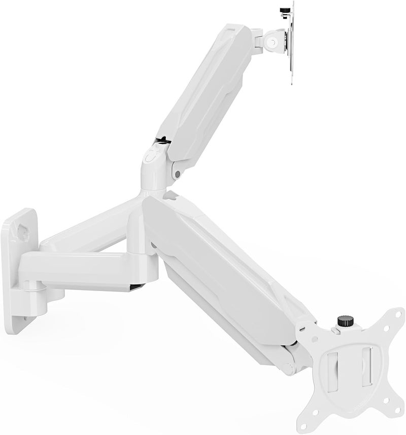 MOUNT PRO Dual Monitor Wall Mount for 13 to 32 Inch Computer Screens, Gas Spring Wall Monitor Arm for 2 Monitors, Each Holds Up to 19.8lbs, Adjustable Wall Monitor Mount with VESA 75x75/100x100, White - Image 1