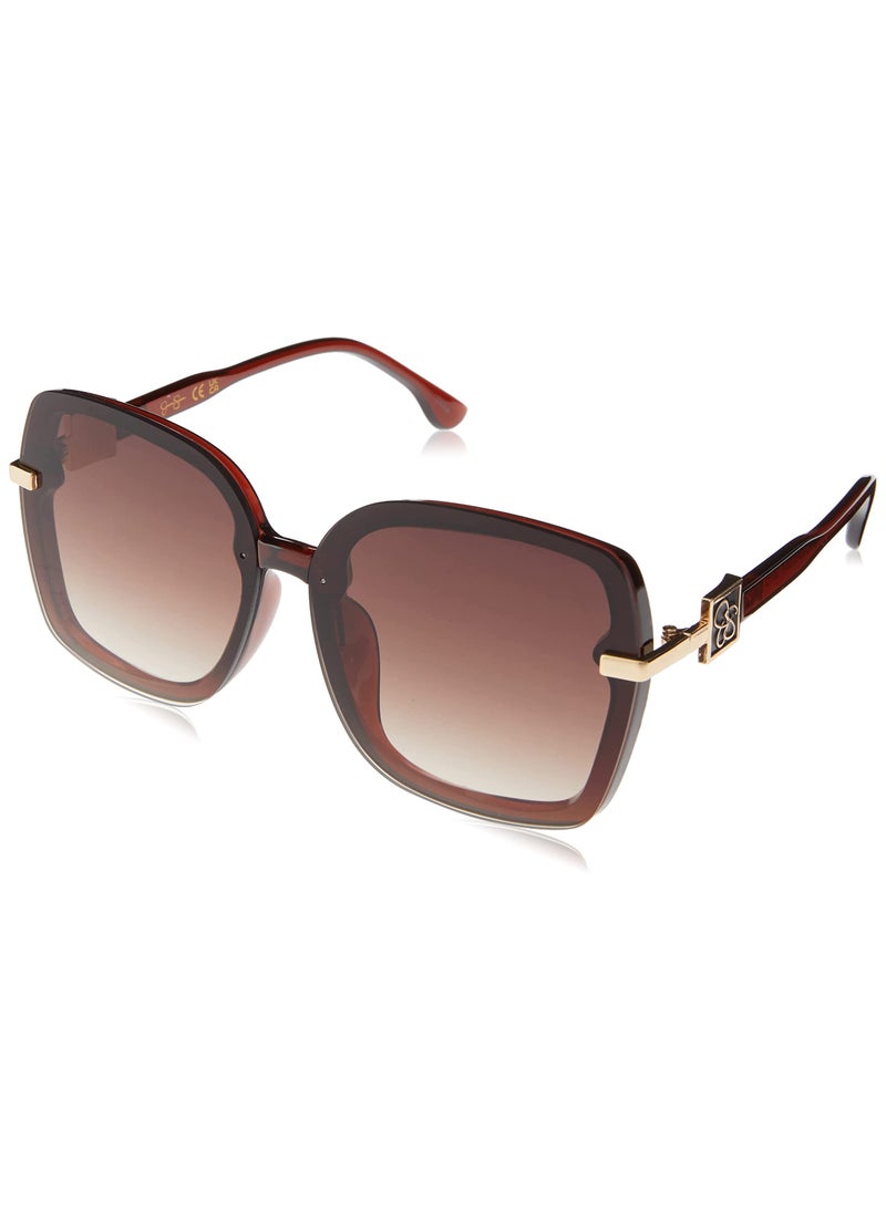 Jessica Simpson Jessica Simpson Womens J6112 Oversized Square Sunglasses With 100% Uv Protection. Glam Gifts For Her, 64 Mm, Brown, 64 Mm US  - Image 1