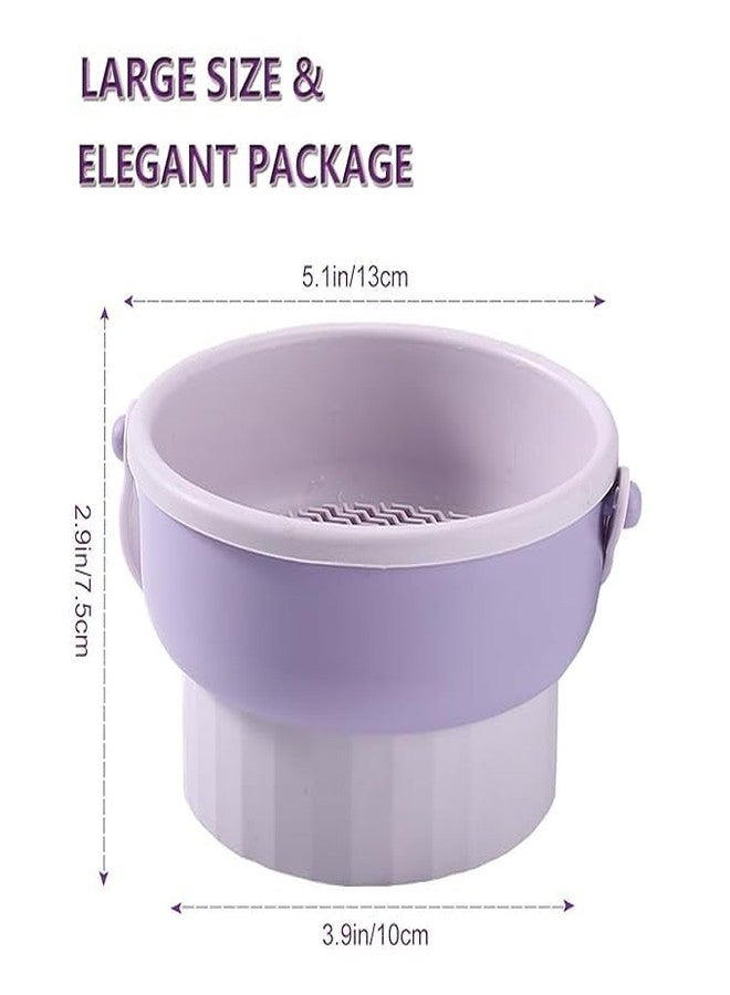 ERITIN 3-in-1 Silicone Makeup Brush Cleaning Bowl with Handle Foldable Brush Washer Drying Holder Cleaning Mat for Makeup Brushes - Image 2