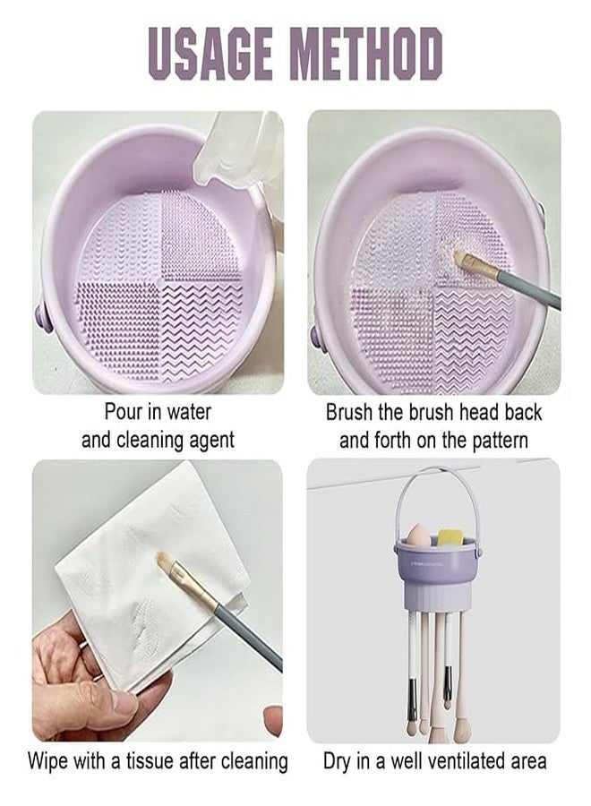 ERITIN 3-in-1 Silicone Makeup Brush Cleaning Bowl with Handle Foldable Brush Washer Drying Holder Cleaning Mat for Makeup Brushes - Image 5