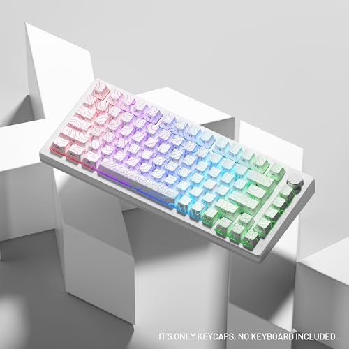 HITIME XVX Shine Through Keycaps with IMD Tech, Custom Keycaps 60 75 100 Percent, White Key Cap Set OEM Profile,118 Keys Side Printed for Mechanical Keyboard, Topographic - Image 2