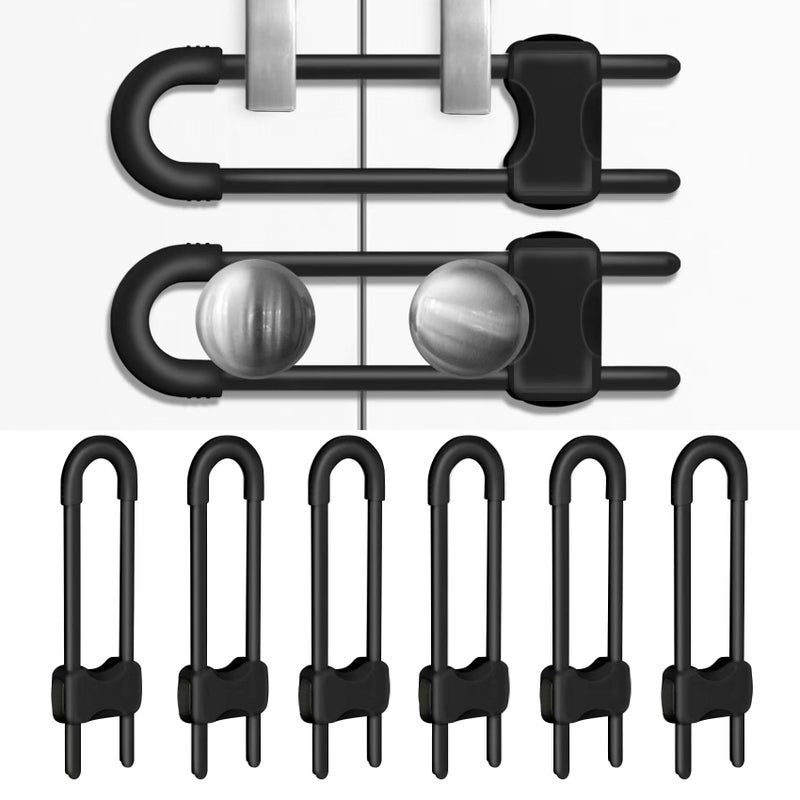 Cabinet Locks for Babies Baby Proofing Cabinets 6 Pack UShaped Child Locks for Cabinets Child Proof Cabinet LatchesChild Safety Cabinet Locks with Adjustable by SPISPIBlack