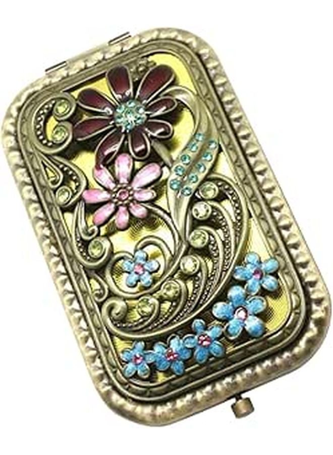 Dual Sided Metal Makeup Mirror Hollow Floral Design Portable Travel Vanity Mirror - Image 1