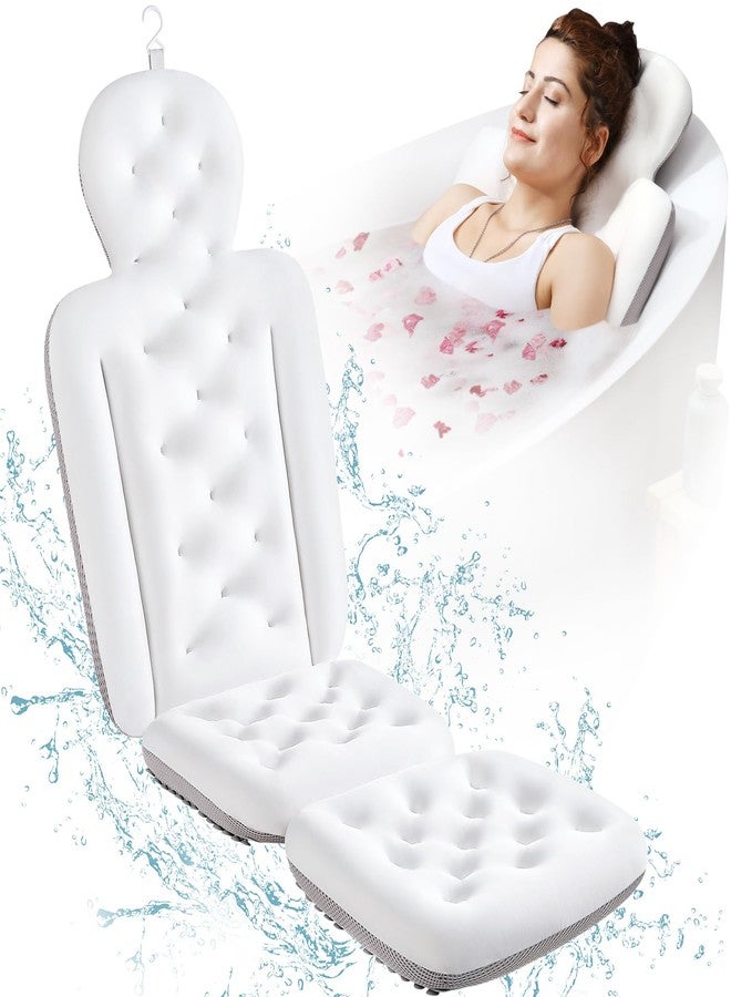 وسادة استحمام لكامل الجسم، وسادة سميكة لحوض الاستحمام، وسادة فاخرة لحوض الاستحمام لدعم الرأس والرقبة والظهر، لون أبيض، 51 بوصة × 16 بوصة - Image 1