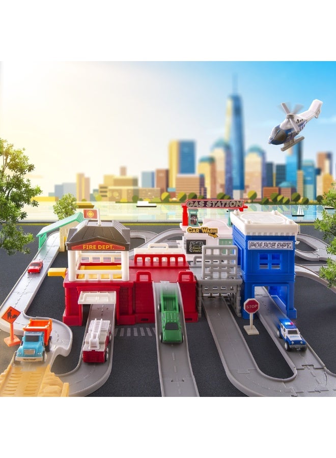 باتات طقم ألعاب حلبة السباق ومتجر السيارات مع سيارات صغيرة 80 قطعة - WH1136Z - Image 5