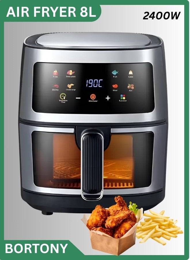 BORTONY 8L Air Fryer Compact Design Fast Crispy Cooking Roast Bake Multifunctional Digital Touch Air Fryer 2400W - Image 1