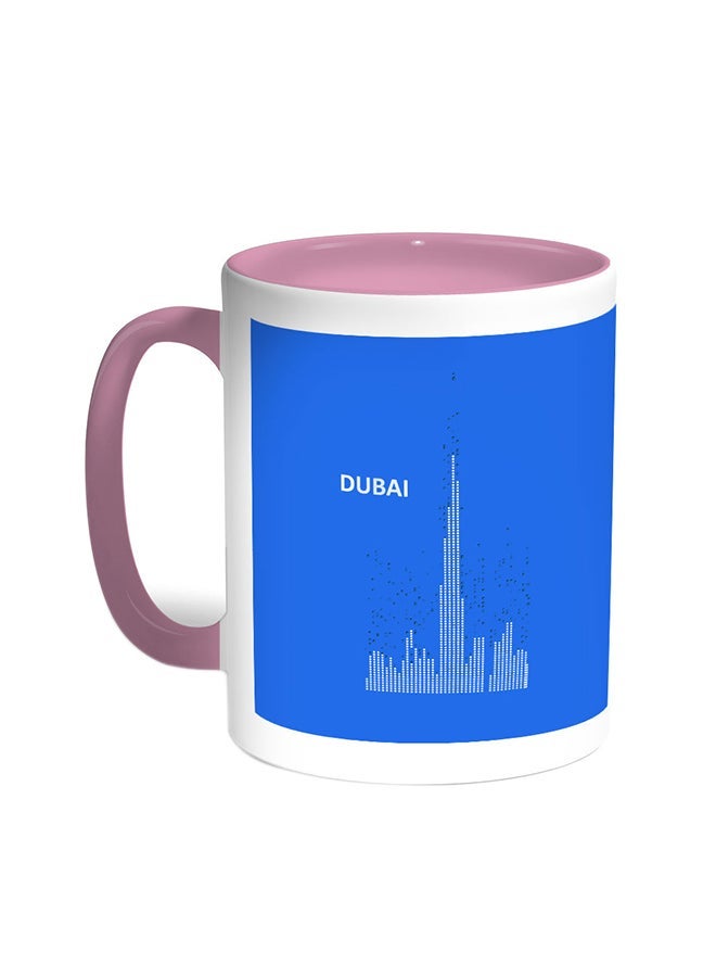 RYN Abstract Drawing - Dubai Towers Printed Coffee Mug Pink/White 11ounce