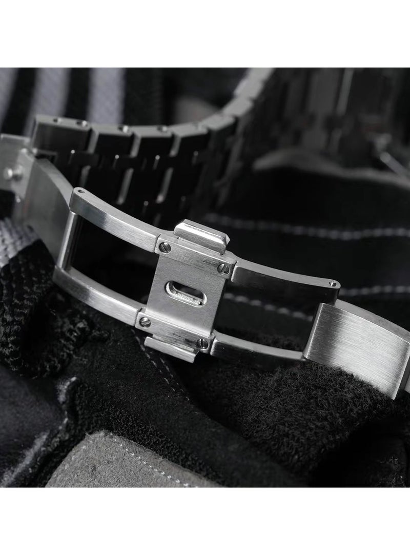 AROAQ GA2100 Metal Watch Band Case Replacement Kit, Stainless Steel Strap Bezel Accessories, Frosted Surface Stainless Steel Bracelet Case Mod For Shock, (Frost gold rose gold shell red tape) - Image 4