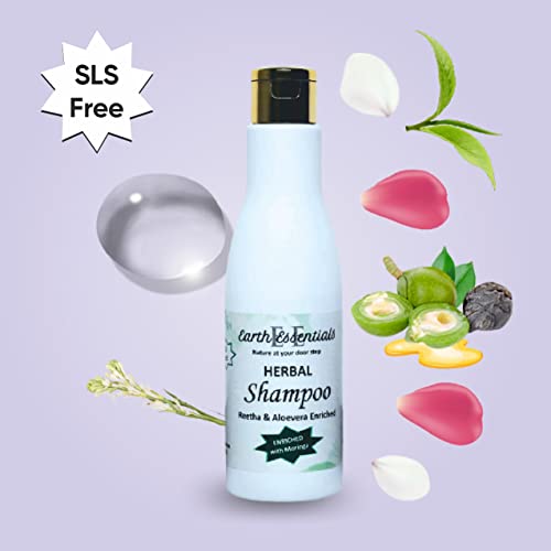 Earth Essentials Hair Shampoo Sulfate free with Nourishing Shikakai, Aloe Vera and Moringa Extracts, herbal Shampoo, 200ml - Image 4