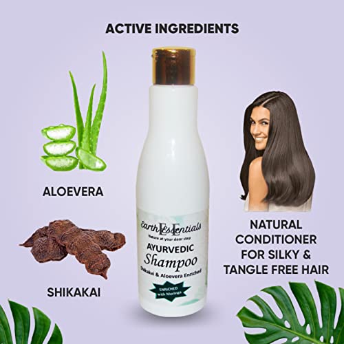 Earth Essentials Hair Shampoo Sulfate free with Nourishing Shikakai, Aloe Vera and Moringa Extracts, herbal Shampoo, 200ml - Image 2