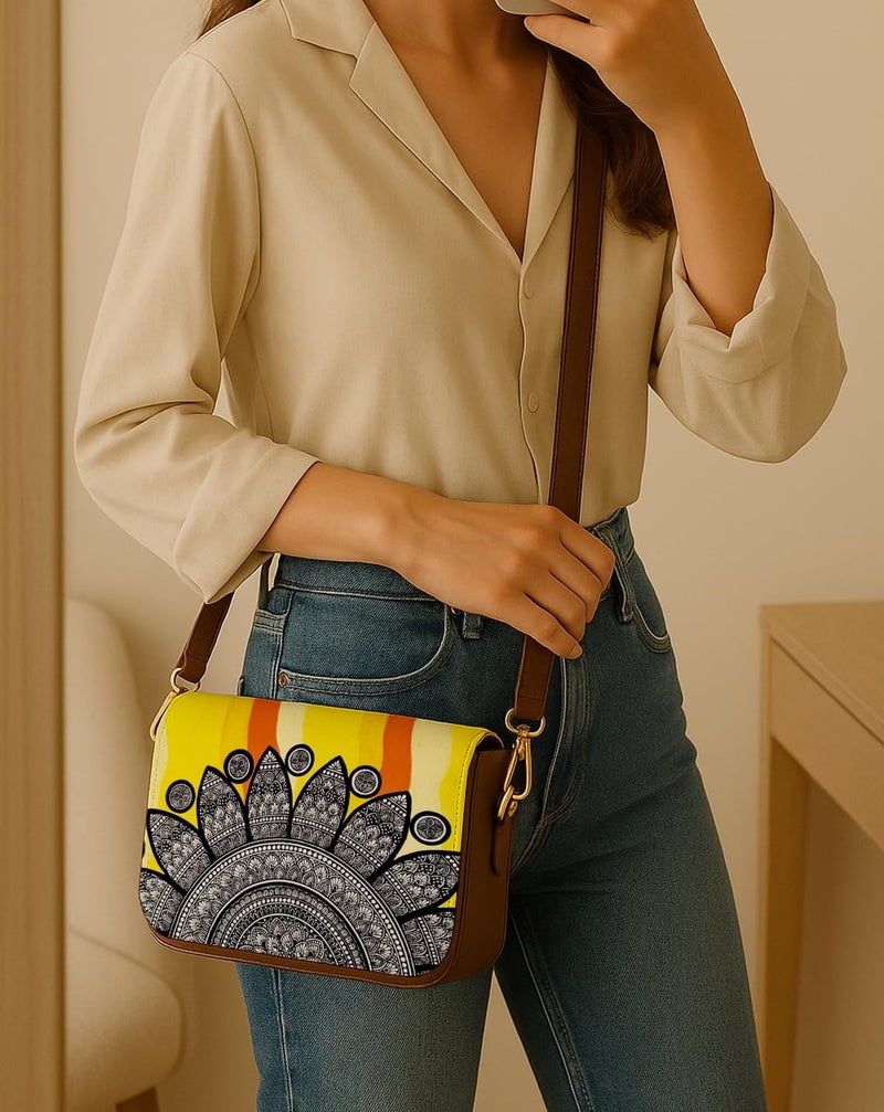 Kalankit Crossbody Bags for Women | Vegan Leather Sling Bag, Elegant Side Bag for Woman | Lightweight Everyday Shoulder Bag & Birthday, Valentine Gift for Her | Yellow Hues - Image 2