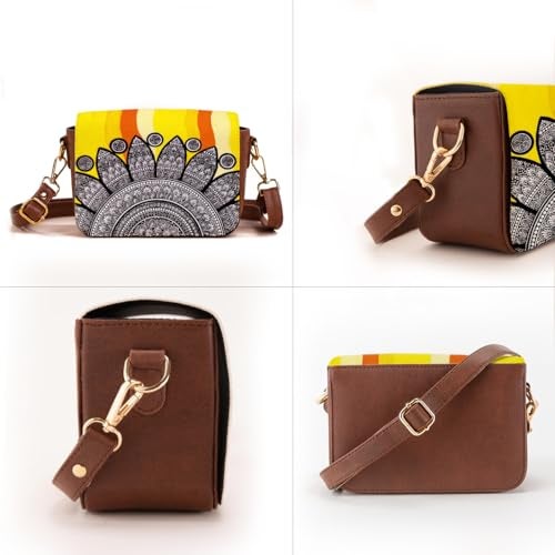 Kalankit Crossbody Bags for Women | Vegan Leather Sling Bag, Elegant Side Bag for Woman | Lightweight Everyday Shoulder Bag & Birthday, Valentine Gift for Her | Yellow Hues - Image 4