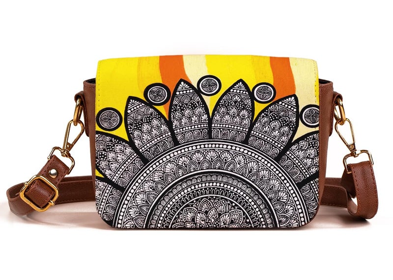 Kalankit Crossbody Bags for Women | Vegan Leather Sling Bag, Elegant Side Bag for Woman | Lightweight Everyday Shoulder Bag & Birthday, Valentine Gift for Her | Yellow Hues - Image 1