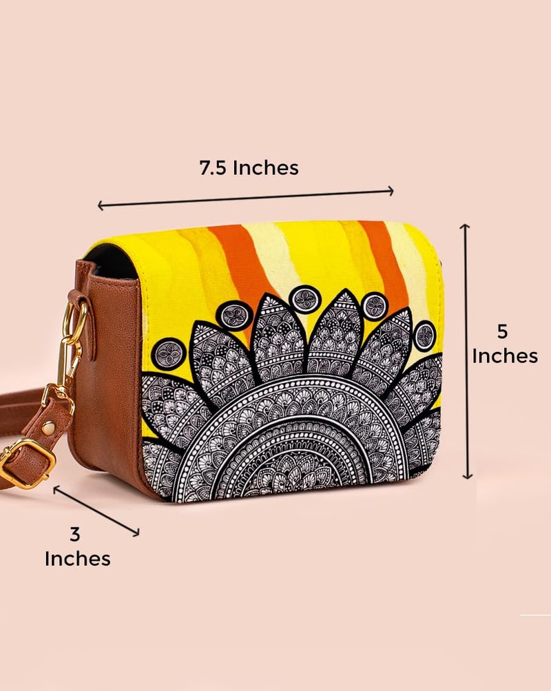 Kalankit Crossbody Bags for Women | Vegan Leather Sling Bag, Elegant Side Bag for Woman | Lightweight Everyday Shoulder Bag & Birthday, Valentine Gift for Her | Yellow Hues - Image 3
