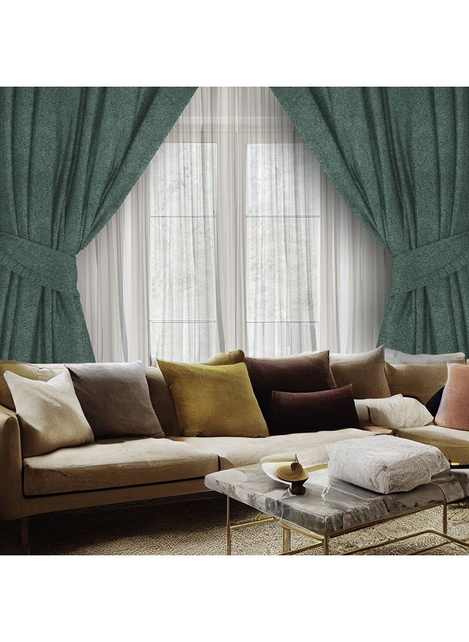 Naguib Selim Curtains House Ashly Semi Leather Soft Velour Fabric Steel Grommets For Living Rooms 1 Piece-140 x 280 cm  - Image 4