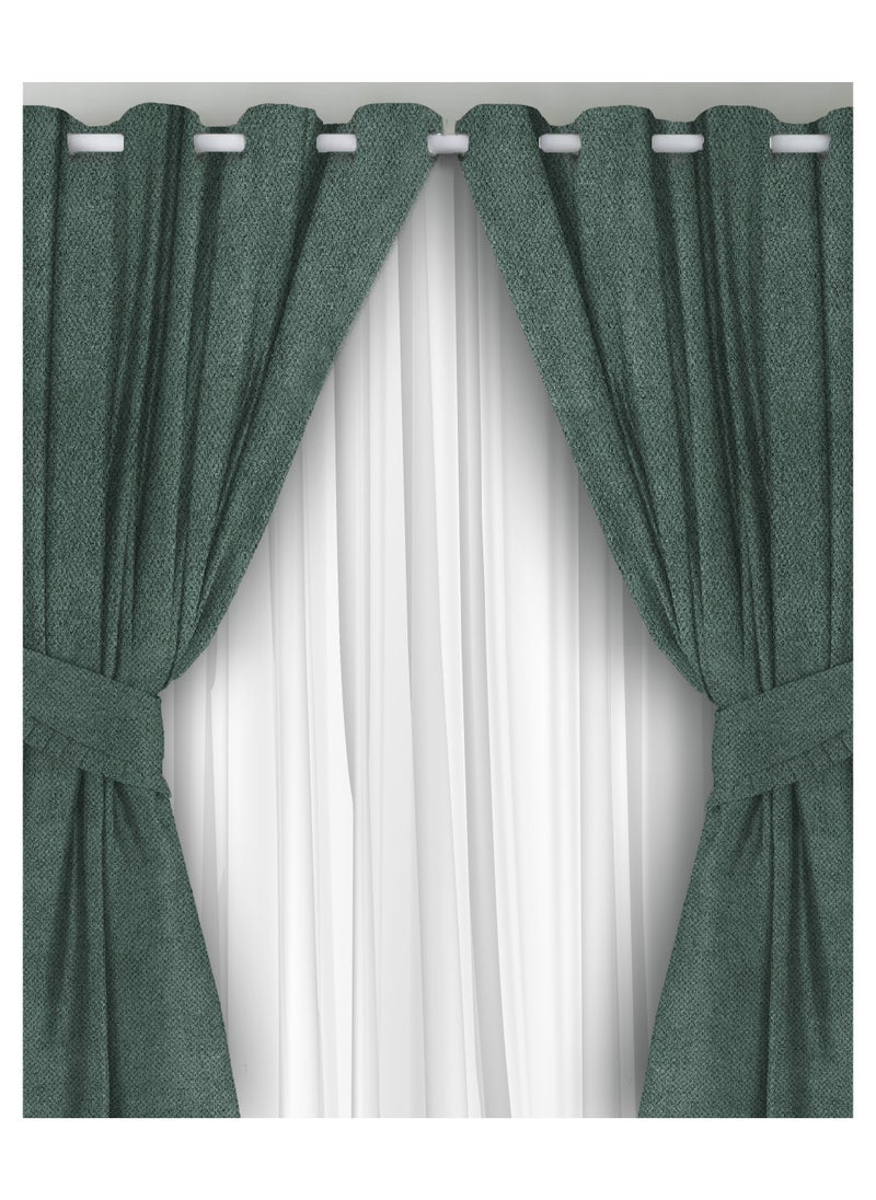 Naguib Selim Curtains House Ashly Semi Leather Soft Velour Fabric Steel Grommets For Living Rooms 1 Piece-140 x 280 cm  - Image 1