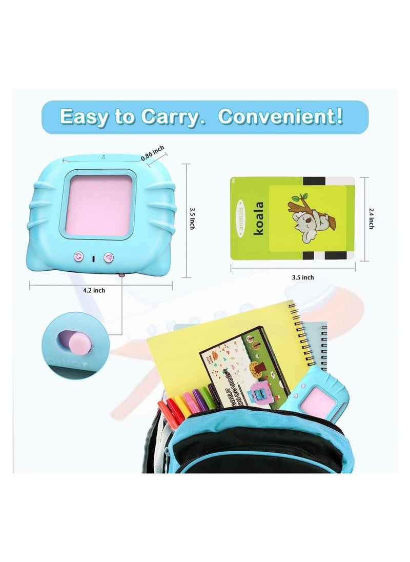 ELTRAZONE Educational Toy for Kids Listen and Learn Literacy Audible Flash Cards for Toddlers 1-6 Years Old Boys Girls Flashcards Device with 112 pcs Double-Sided Cards, Blue Reader  - Image 4