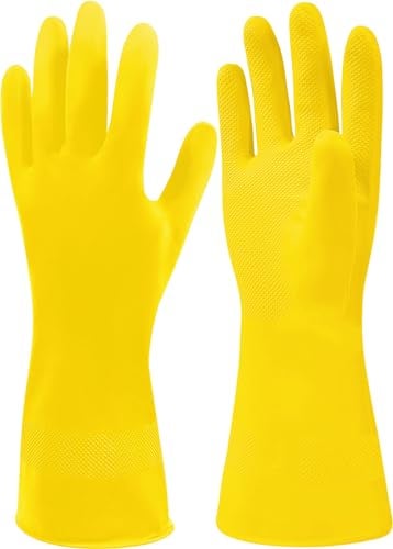 SteadMax 3/6 Pairs Cleaning Gloves, Reusable Natural Rubber Dish Gloves, Waterproof Latex Non-Slip Dishwashing Gloves for Kitchen and Household (Large, 3 Pack) - Image 4