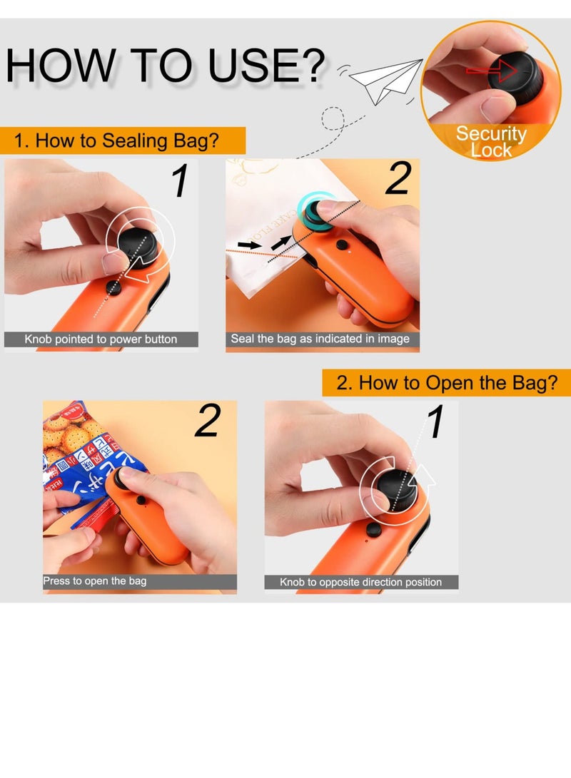 SYOSI Mini Bag Sealer, 2 in 1 USB Rechargeable Heat Sealer and Cutter, Mini Chip Bag Sealer Heat Seal, with Soft Magnetic Portable Bag Machine, for Plastic Bags Snacks Freshness and Food Storage - Image 3