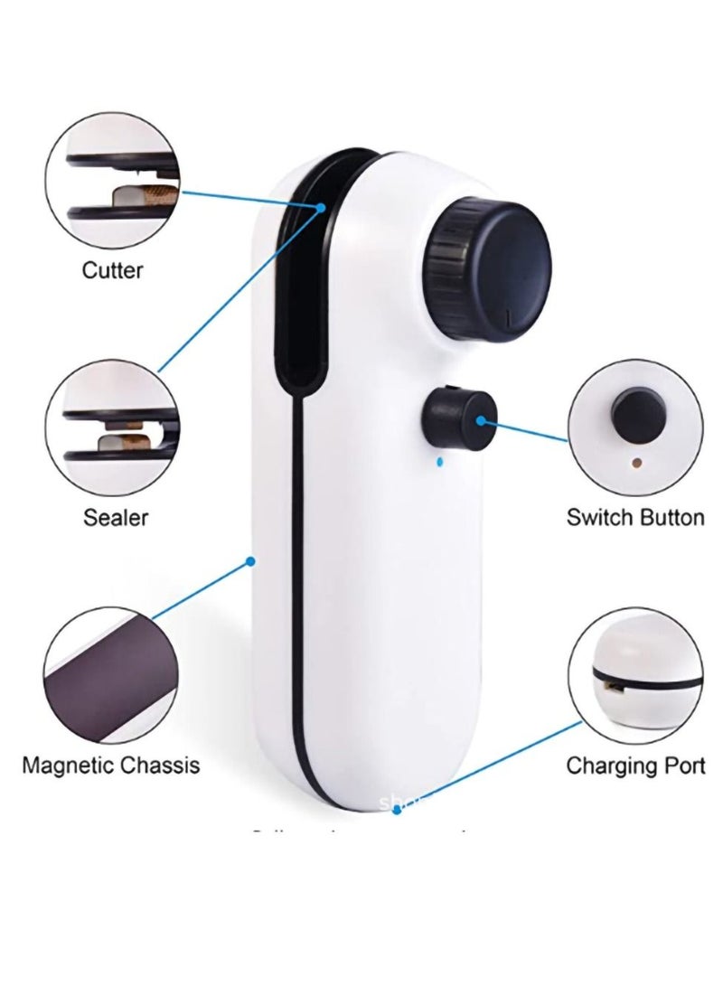 SYOSI Mini Bag Sealer, 2 in 1 USB Rechargeable Heat Sealer and Cutter, Mini Chip Bag Sealer Heat Seal, with Soft Magnetic Portable Bag Machine, for Plastic Bags Snacks Freshness and Food Storage - Image 4