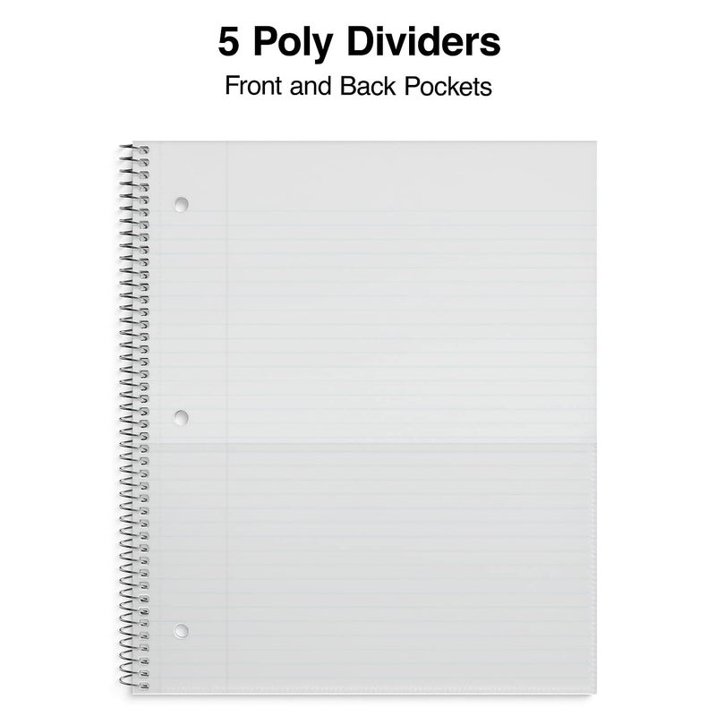 STAPLES TR15761M 5Subject Notebook 85Inch x 11Inch College Ruled 200 Sheets Asst Colors - Image 4