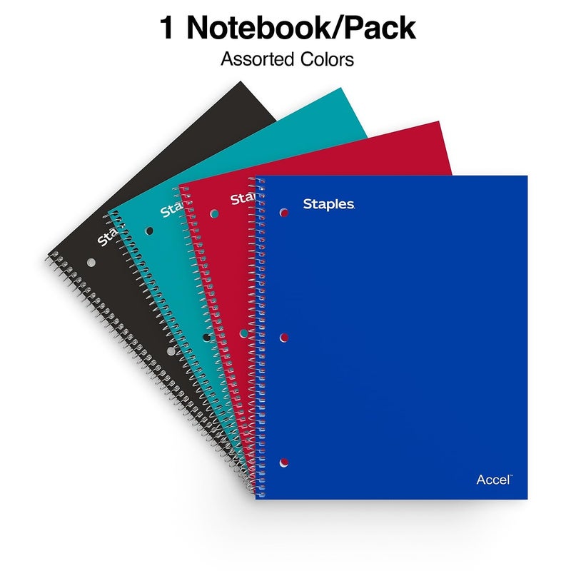 STAPLES TR15761M 5Subject Notebook 85Inch x 11Inch College Ruled 200 Sheets Asst Colors - Image 2
