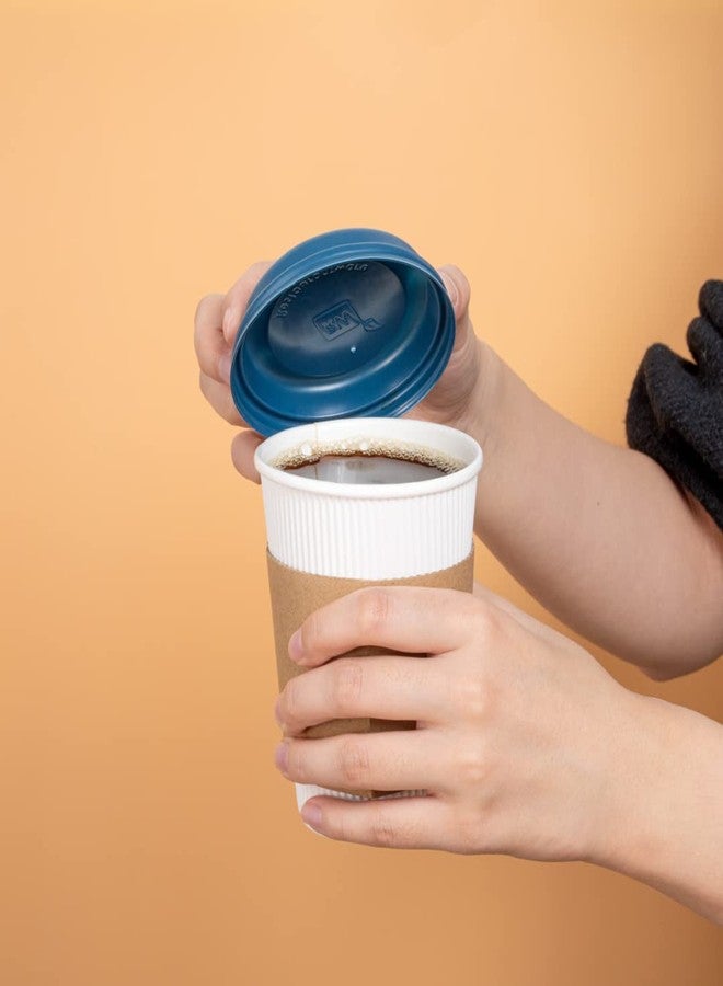 Restaurantware-Coffee Cup Lids Only For 8, 12, 16 and 20 oz Cups 25 Pack Of Disposable Midnight Blue Hot Cup Lids Leakproof Plastic Drink Covers Elevated Spout Air Flow Vent For Espresso Beverages - Image 4