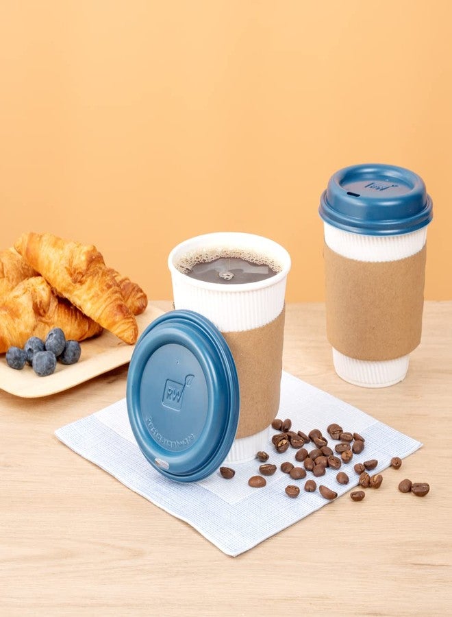 Restaurantware-Coffee Cup Lids Only For 8, 12, 16 and 20 oz Cups 25 Pack Of Disposable Midnight Blue Hot Cup Lids Leakproof Plastic Drink Covers Elevated Spout Air Flow Vent For Espresso Beverages - Image 3