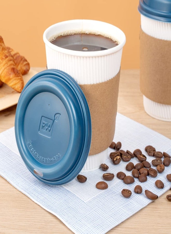 Restaurantware-Coffee Cup Lids Only For 8, 12, 16 and 20 oz Cups 25 Pack Of Disposable Midnight Blue Hot Cup Lids Leakproof Plastic Drink Covers Elevated Spout Air Flow Vent For Espresso Beverages - Image 5