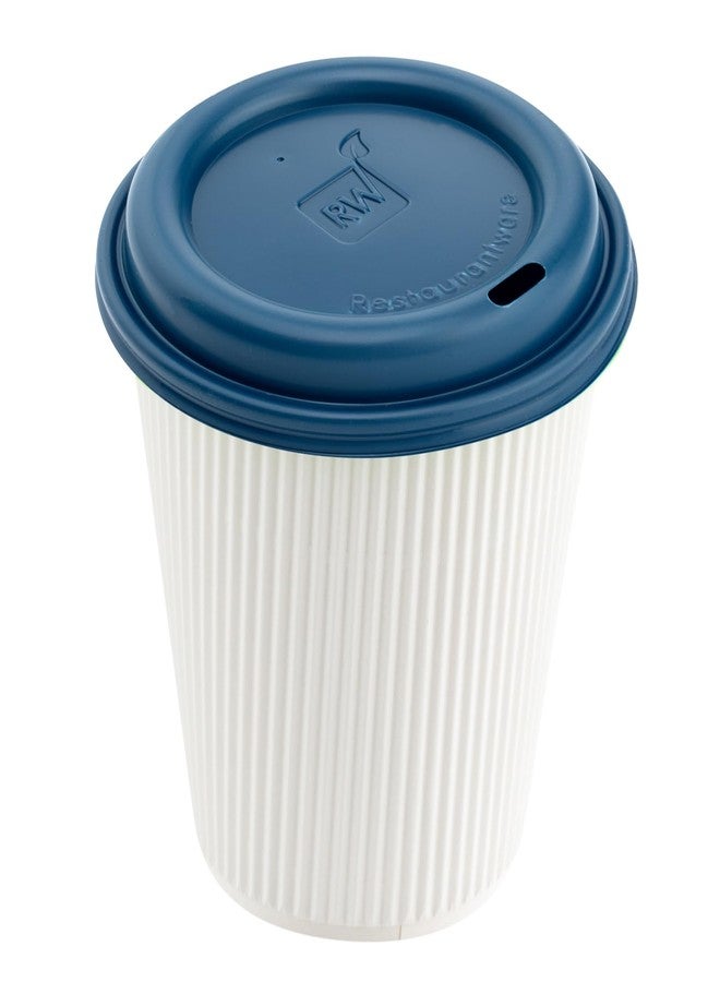 Restaurantware-Coffee Cup Lids Only For 8, 12, 16 and 20 oz Cups 25 Pack Of Disposable Midnight Blue Hot Cup Lids Leakproof Plastic Drink Covers Elevated Spout Air Flow Vent For Espresso Beverages - Image 2
