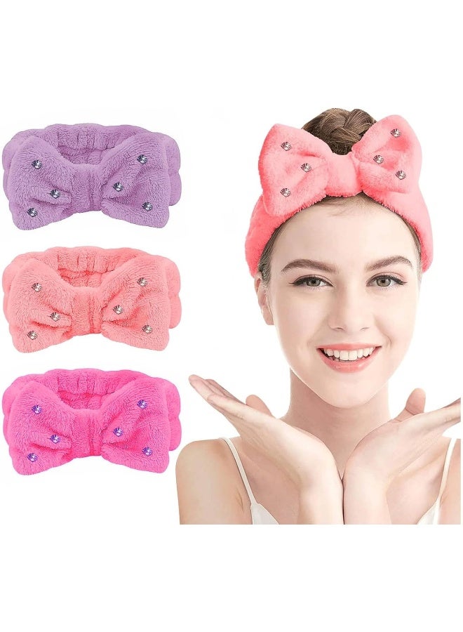 MOMENT طقم 3 حبات من رباط الرأس للسبا، رباط رأس للمكياج، رباط رأس على شكل قوس لغسل الوجه، رباطات العناية بالبشرة للفتيات المراهقات، رباطات العناية بالبشرة، أربطة شعر للنساء - Image 1