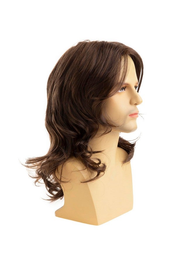 Baruisi Long Brown Wigs For Men Synthetic Layered Wavy Cosplay Party Wig - Image 2