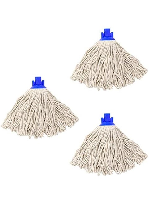 Cotton String Screw on Type Mop Replacement Head Refill Compatible with All Standard US Threading Pole - 3 PCS