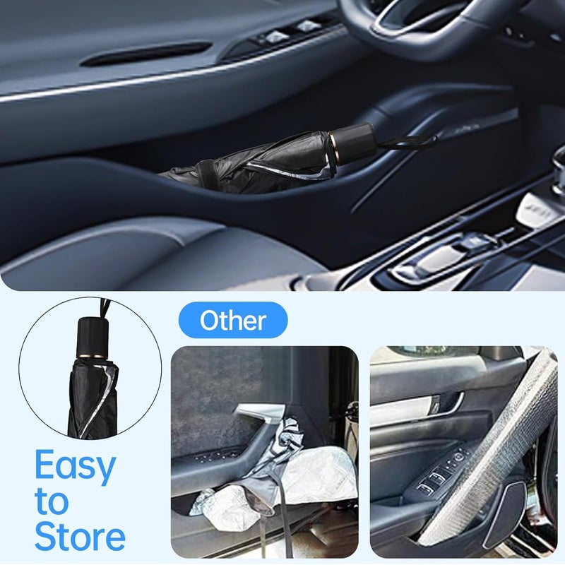 Car Windshield Sun Shade Umbrella, Foldable Car Umbrella Sunshade Cover Protect Vehicle from UV Sun, Easy to Store and Use, Keeps Vehicle Cool, Fit Most Vehicle (57 x 31 inches) - Image 4