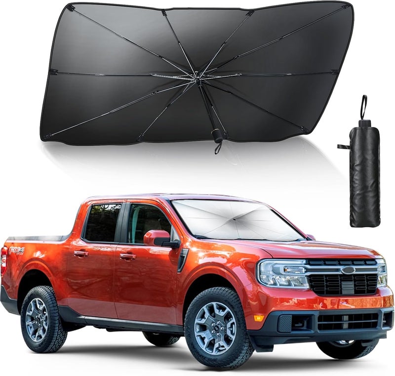 Car Windshield Sun Shade Umbrella, Foldable Car Umbrella Sunshade Cover Protect Vehicle from UV Sun, Easy to Store and Use, Keeps Vehicle Cool, Fit Most Vehicle (57 x 31 inches) - Image 1