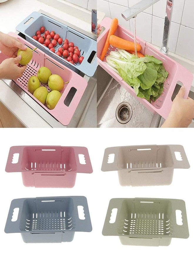 ELEXIQ Plastic Expandable Adjustable Kitchen Over-The-Sink Self Draining Sink Dish Drying Rack Dish Drainer Vegetable Basket (Multicolor) - Image 4