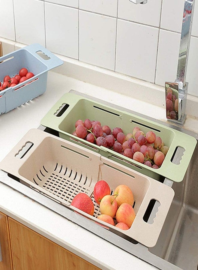 ELEXIQ Plastic Expandable Adjustable Kitchen Over-The-Sink Self Draining Sink Dish Drying Rack Dish Drainer Vegetable Basket (Multicolor) - Image 3
