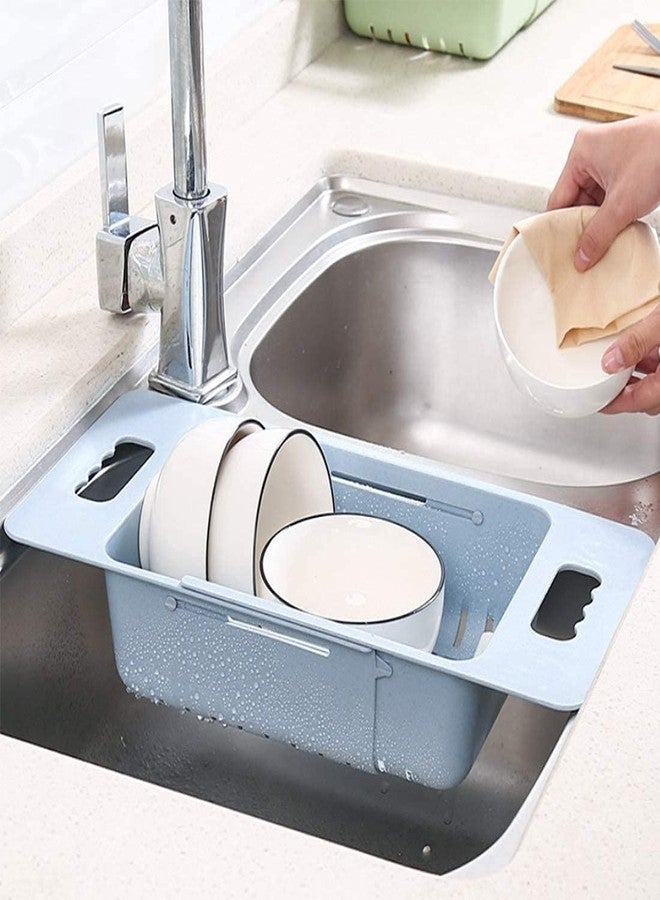 ELEXIQ Plastic Expandable Adjustable Kitchen Over-The-Sink Self Draining Sink Dish Drying Rack Dish Drainer Vegetable Basket (Multicolor) - Image 2
