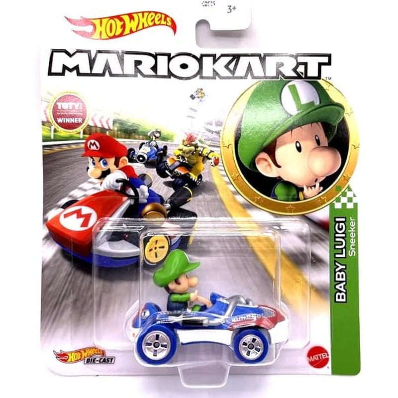 Hot Wheels Mattel Hot Wheels Mario Kart Baby Luigi Sneeker Die-Cast Kart - HDB28 - Image 2