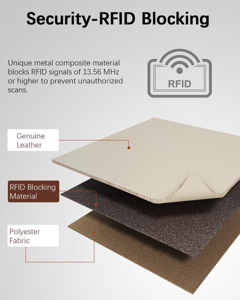 Bostanten محفظة جلدية نسائية من بوسطانتن مع حماية RFID بسعة كبيرة لحمل بطاقات الائتمان وحقيبة هاتف بلون المشمش - Image 5