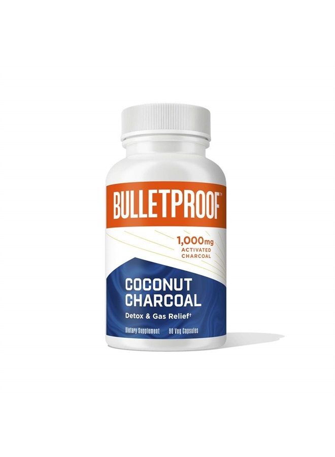 Bulletproof Activated Charcoal, 100% Coconut, Heartburn and Gas Relief, 90 Capsules - Image 1